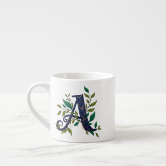 Artistic M – Fancy Blue & Gold Letter Espresso Cup