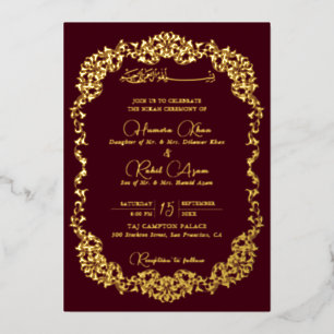 Artistic Maroon Burgundy Floral Paisley Wedding
