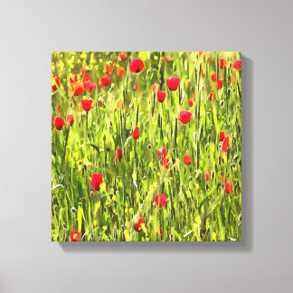Artistic Meadow Poppy Landscape Canvas Print