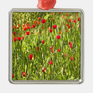 Artistic Meadow Poppy Landscape Metal Tree Decoration