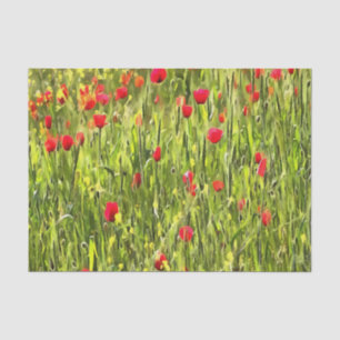 Artistic Meadow Poppy Landscape Tissue Paper