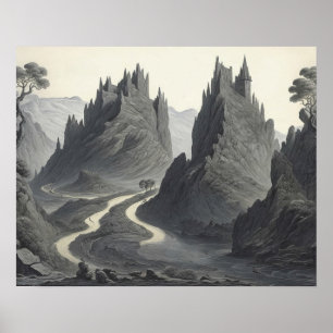 Artistic Mediaeval Landscape Digital Art Painting Poster