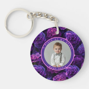 Artistic memory tribute Floral Carnation Key Ring
