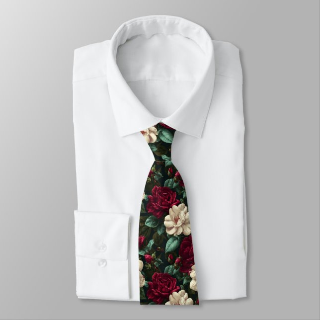 Artistic Mens Accessories Gardenias Flower Tie (Tied)