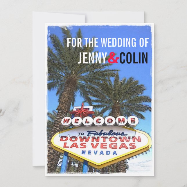 Artistic Modern Las Vegas Modern Wedding Invites (Front)