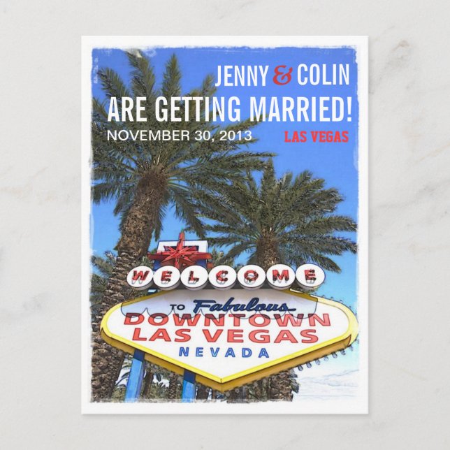 Artistic Modern Las Vegas Photo Save The Date Announcement Postcard (Front)
