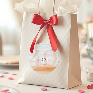 Artistic Modern Rainbow Thank You Birthday Classic Round Sticker