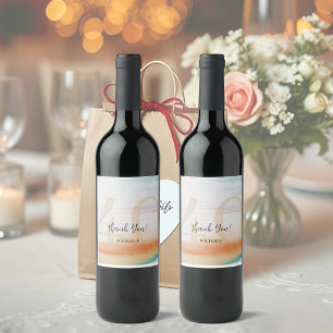 Artistic Modern Rainbow Thank You Birthday Liquor Bottle Label