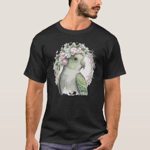 Artistic Monk Parakeet Quaker Parrot Bird Flower C T-Shirt