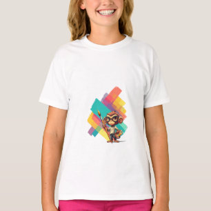 Artistic Monkey Painter with Colourful Brush Strok T-Shirt