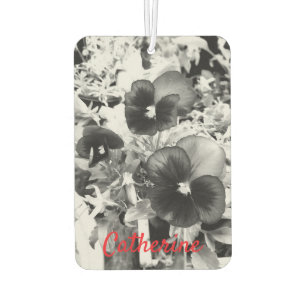 Artistic Monochrome Pansy Florida Nature Photo Car Air Freshener