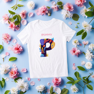 Artistic Monogram - Letter P Bold and Vibrant Gift Tri-Blend Shirt