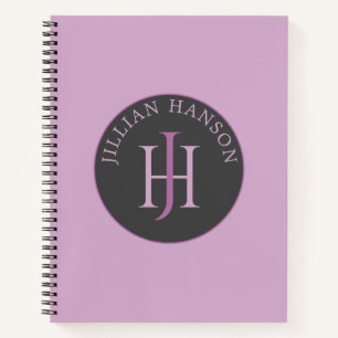 Artistic Monogram Name Logo Raspberry Violet Notebook