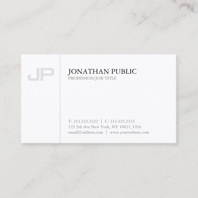 Artistic Monogram Plain Creative Design Luxury Business Card (Front)