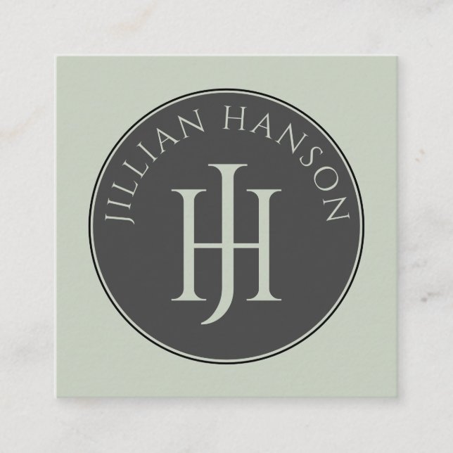 Artistic Monogram Sage Green Calling Card  (Front)