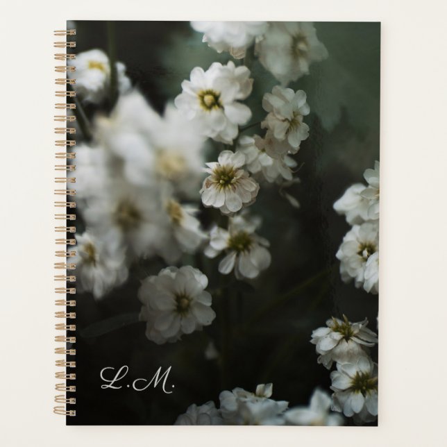 Artistic moody floral monogram planner (Front)