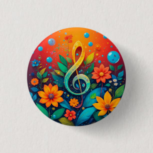 Artistic Musical Note Surrounded By Colourful Flow 3 Cm Round Badge