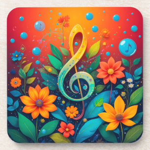 Artistic Musical Note Surrounded By Colourful Flow Coaster