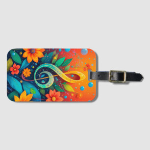 Artistic Musical Note Surrounded By Colourful Flow Luggage Tag