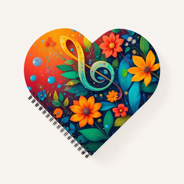 Artistic Musical Note Surrounded By Colourful Flow Notebook (Front)