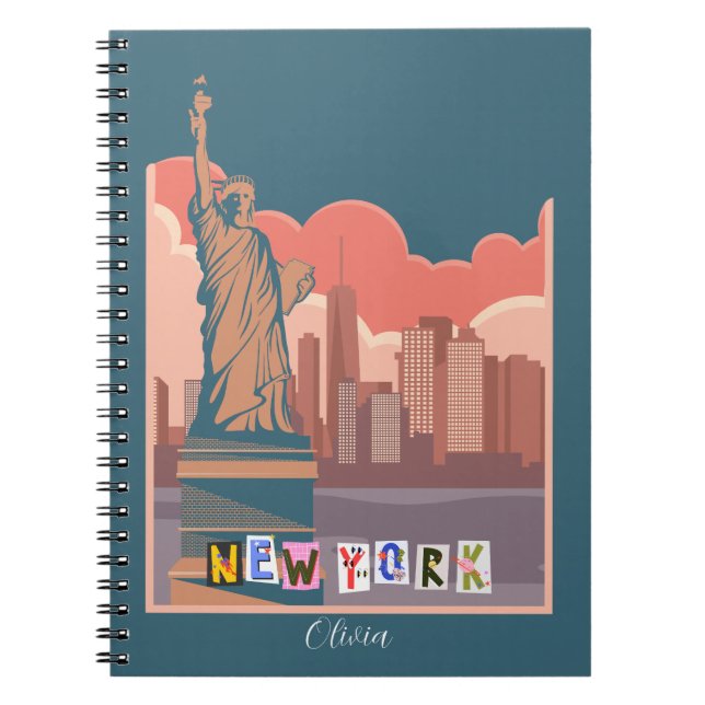 Artistic New York Skyline Notebook – Personalised  (Front)