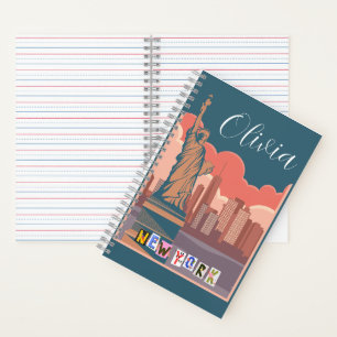 Artistic New York Skyline Personalised  Notebook