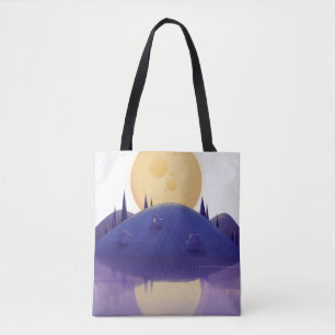 Artistic Nightscape Illustration Tote Bag