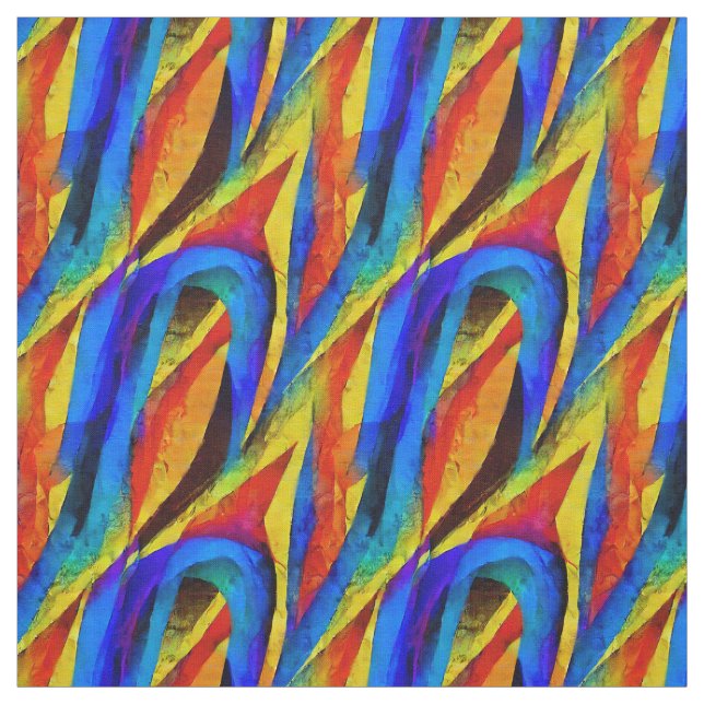 Artistic Norwegian hand painted abstract Blue Fabric (Swatch)
