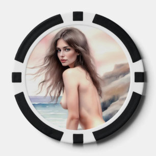 Artistic nude on the beach poker chips