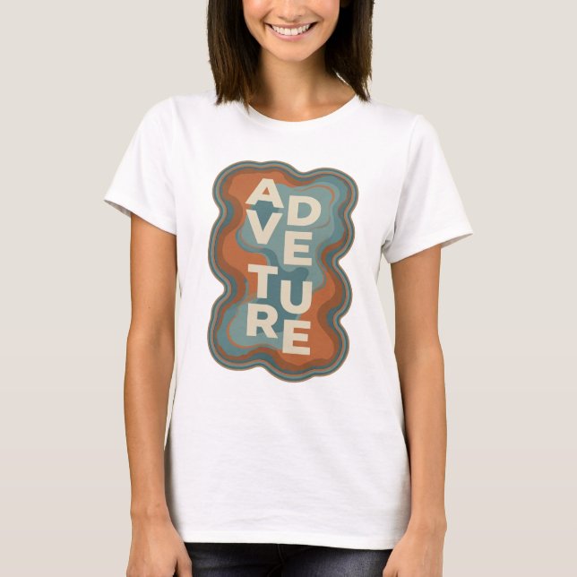 Artistic Orange ADVENTURE Slogan Design T-Shirt (Front)