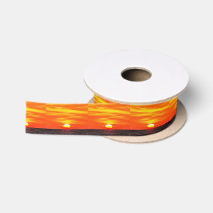 Artistic Orange Aegean Sunset Akyaka  Satin Ribbon