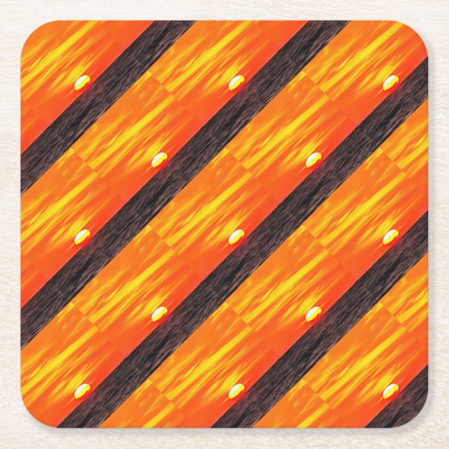 Artistic Orange Aegean Sunset Akyaka  Square Paper Coaster (Front)