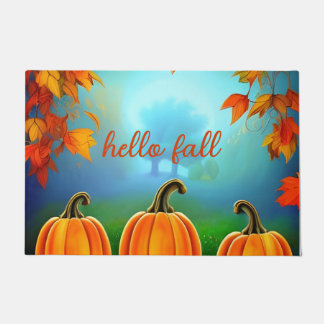 Artistic Orange Autumn Fall Seasonal Pumpkin  Door Doormat