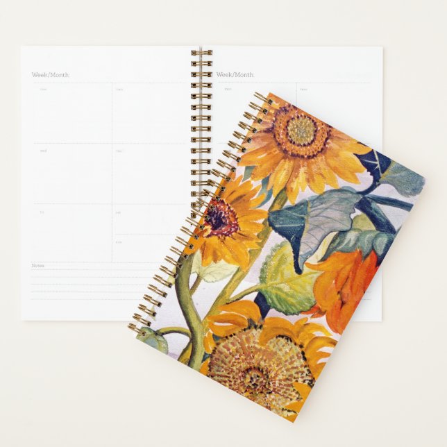 Artistic Orange-Yellow Sunflower, Floral Planner (Display)