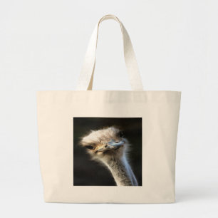 Artistic Ostrich Portrait With Goofy Expression Large Tote Bag
