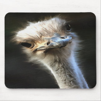 Artistic Ostrich Portrait With Goofy Expression Mouse Pad