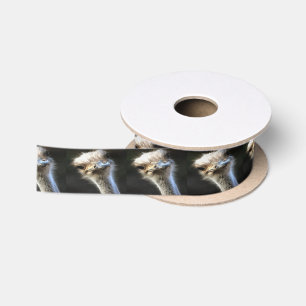Artistic Ostrich Portrait With Goofy Expression Satin Ribbon