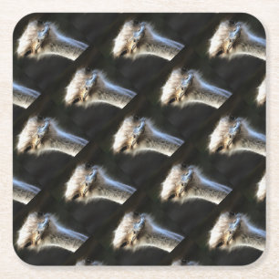 Artistic Ostrich Portrait With Goofy Expression Square Paper Coaster
