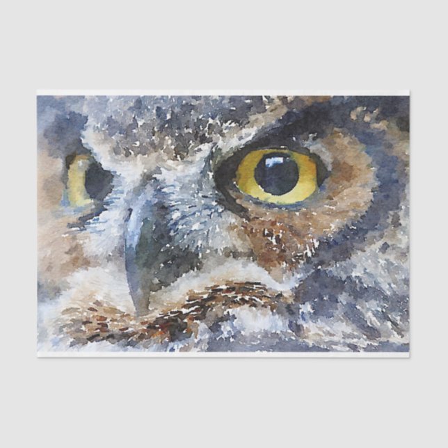 Artistic Owl Watercolor Art Decoupage Tissue Paper (Front)