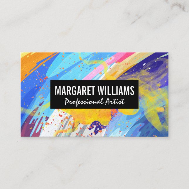 Artistic Paint Colourful Background | Stylish  Business Card (Front)