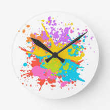 Artistic paint splashes design large clock