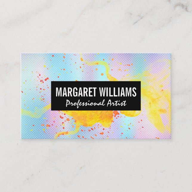 Artistic Paint Splatter | Holographic  Business Card (Front)