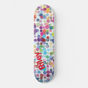 Artistic Paint Splattter Colourful Skateboard