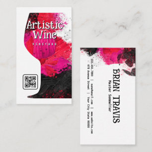 Artistic Paint Texture   Wine Glass Business Card