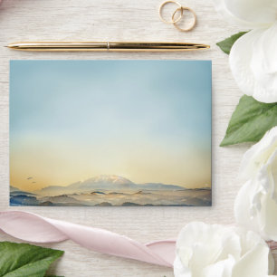 Artistic Painted Mountain Landscape Wedding Envelope