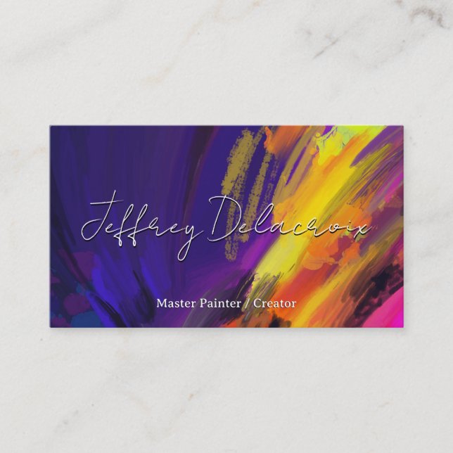 Artistic Painted Strokes Background Business Card (Front)