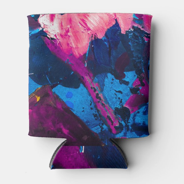 Artistic painted texture, modern decor. can cooler (Front)