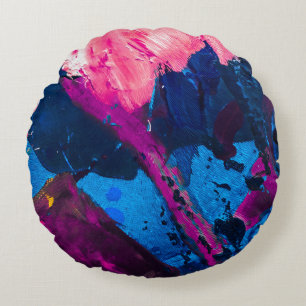 Artistic painted texture, modern decor. round cushion