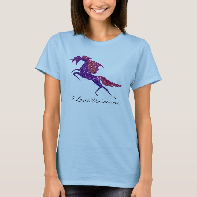 Artistic Painted Unicorn Glitter Sparkles T-Shirt (Front)