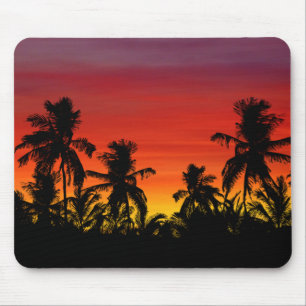 Artistic Palm Trees Beach Tropical Sunset Colourfu Mouse Pad